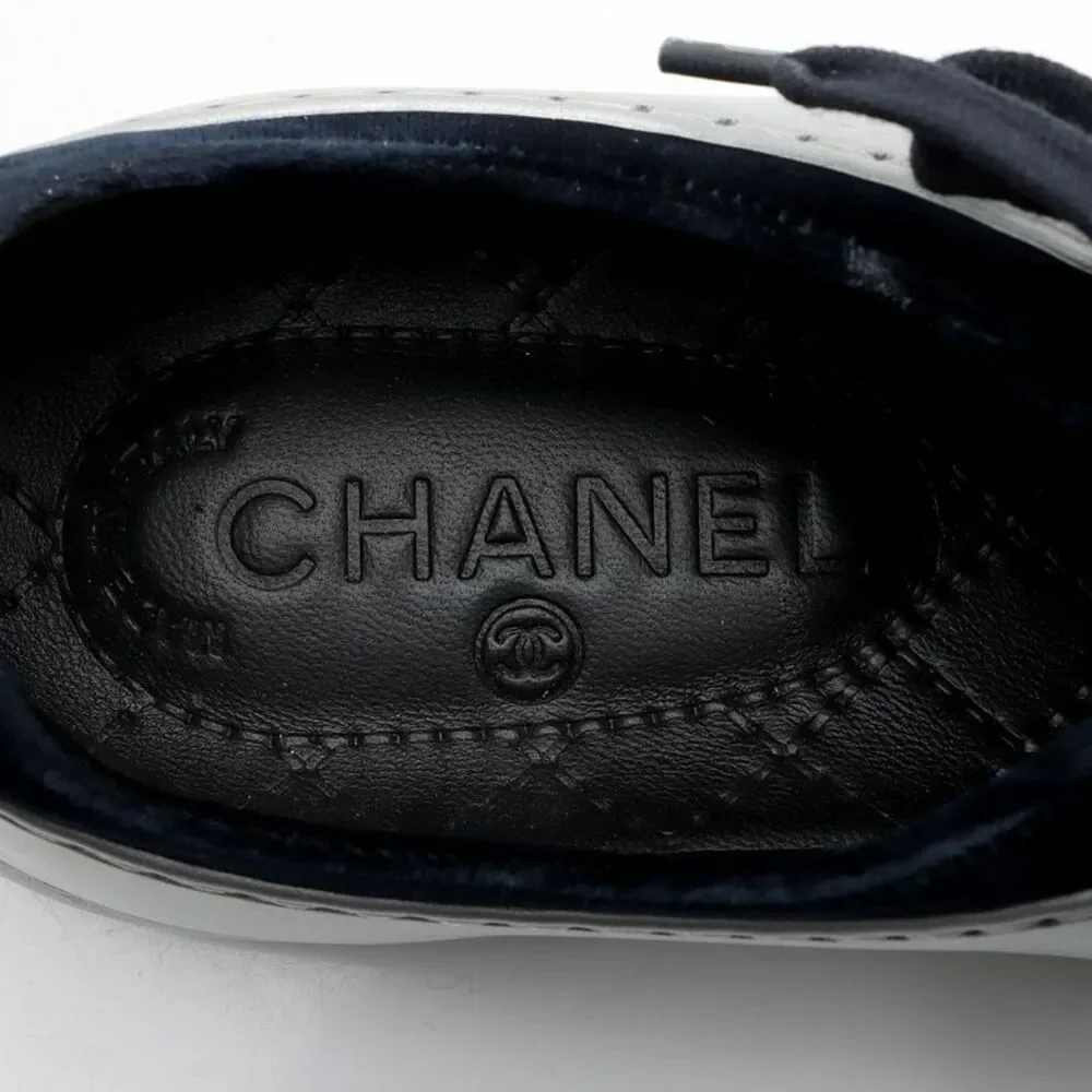 Chanel Metallic Rubber Velvet CC Sneakers - Size 7 / 37